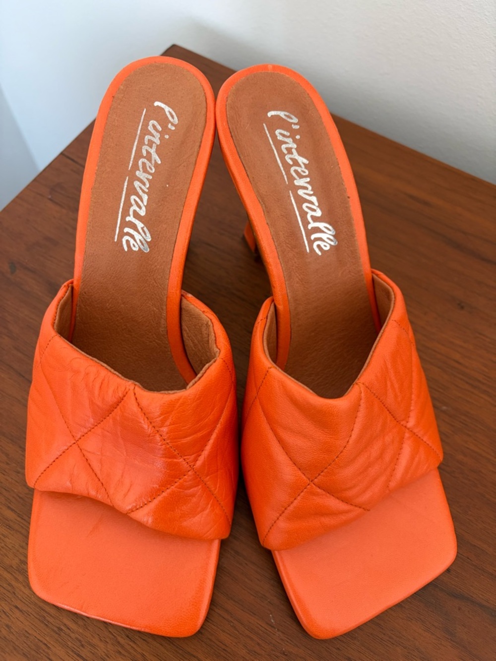 L’Intervalle Orange Quilted Slide Heel